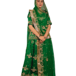 Emerald Green Salma Work Poshak | Aari & Sequins Work on Bamber Satin | Jaipurio Designer Collection